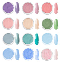 Candy Lover Dip Powder, 12 Colors Pink Purple Green Dip Nail Powder Kit with Dust Brush and Nail File, Nail Art Winter Series Dip Powder Nail Kit for Girls Women Manicure