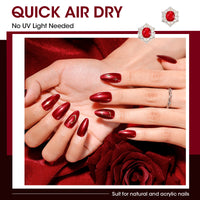 Gellen Nail Polish, Quick Air Dry 6 Colors Nail Lacquer Set Elegant Red Pink Nail Polish Set for Nail Manicure DIY Art Home, No UV Light Needed, 0.33 Fl.oz