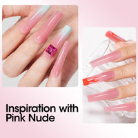 Gellen Poly Gel Nail Extension Gel, 60g Pink Nude Builder Nail Gel Long Lasting Trendy Nail Art Design for Salon Manicure Beginner Easy DIY