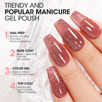 Gellen Glitter Gel Nail Polish, 18ml Pale Red Gel Polish No Wipe Soak Off Long Lasting Glossy UV Gel for Salon Manicure Nail Art, Christmas Gifts for Women Girls