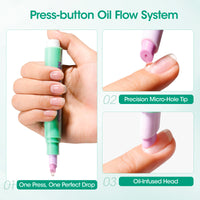 Gellen Cuticle Oil Pusher Pen, Ceramic Cuticle Remover Pen, Refillable Nail Oil Pen, Nail Care Pen for Hangnails & Dry Nails, Nourish & Strengthen Nails, Easy & Mess-Free Cuticle Pusher Manicure Tool