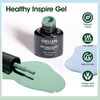 Gellen Green Gel Nail Polish, 6 Colors Sage Green Misty Gray Baby Blue Gel Polish Set Forest Green Lime Olive Soak Off Nail Gel Kit for Fall Winter Nail Art Home Diy Manicure