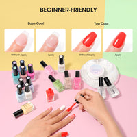Nailshion Quick Air Dry Nail Polish Set, 16 Colors 10ML Nude Red Blue Green Nail Polish with Clear Base Top Coat and 35Pcs Remover Pads All Season Regular Nail Lacquer Gift for Women Girls