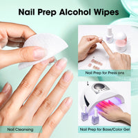 Gellen 120Pcs Nail Cleanser Pads, Lint-Free Alcohol Nail Wipes for Nails, Pre-Moistened Dual-Textured Nail Prep Pads in Jar, Remove Tacky Residue, Prep UV/LED Gel Polish, Acrylic & Press-on Nails