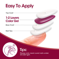 Gellen Gel Nail Polish Kit, Glossy Purple Red Pink Gel Polish, Soak off Gel Nail Kit for DIY Home Gel Manicure Set, 6 Colors Nail Polish Kit for Nail Art