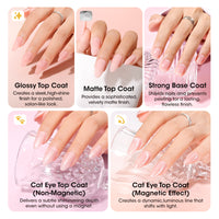 Gellen 24Pcs Gel Nail Polish Set, 20Colors Classic Vibrant Gel Polish with Base Coat & Glossy Matte Cateye Top Coat, HEMA TMPTA TPO 3-Free Red Pink Green White UV Cured Soak off Nail Kit for Women