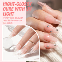 Gellen Jelly Ice Gel Nail Polish, 6 Colors Light Pink Cherry Pink Gel Polish Set Nude Pink Soak Off Nail Gel Kit for Women Nail Art Home Diy Manicure