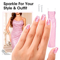 Gellen Nail Polish, Quick Dry 3 Colors Glitter Sliver Pink Green Nail Polish Set Xmas Halloween Nail Lacquer Set, Gift for Women Home Nail Art, No UV Light Needed, 0.33 Fl.oz