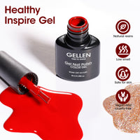 Gellen Red Gel Nail Polish, 6 Colors Red Burgundy Glitter Gel Polish Set Snow White Gold Silver Sparkle Soak Off Nail Gel Kit for Christmas Nail Art Home Diy Manicure