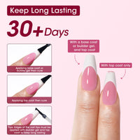 Gellen French Tips Press on Nails - 150 Pcs Pink Almond, Salon Acrylic Press on Nails Soft Gel Nail Tips, 15 Sizes Fake Nails 3 in 1 Pre-french French Tips Full Cover Tips for Nail Art