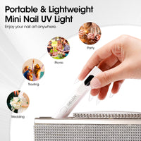 Gellen Portable Mini UV Light for Gel Nails, Handheld UV Nail Lamp with Base, 3 Timer Settings & LCD Display, Fingernails Curing Nail UV Light