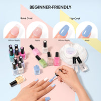 Nailshion Quick Air Dry Nail Polish Set, 16 Colors 10ML Macaron Nail Polish with Clear Base Top Coat and 35Pcs Remover Pads Spring Summer Regular Nail Lacquer Gift for Women Girls