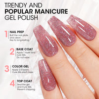 Gellen Glitter Gel Nail Polish, 18ml Pale Pink Gel Polish No Wipe Soak Off Long Lasting Glossy UV Gel for Salon Manicure Nail Art, Christmas Gifts for Women Girls