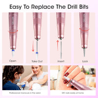 Gellen Cordless Electric Nail Drill, 11 in 1 Professional Nail File Kit, Rechargeable Pedicure Manicure Nail Drill Kit 35000 RPM Portable Efile Set