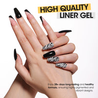 Gellen Gel Liner Nail Polish, 2 Colors Black White Nail Art Gel Nail Polish Set, Gel Polish Soak Off UV Cure Gel Built Thin Nail Brush Christmas Gifts for Women