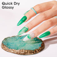 Gellen Emerald Green Gel Polish - 6 Colors Glassy Semi Sheer Jade Green Gel Polish Set Soak Off UV Cure DIY Nail Art Gifts for Christmas