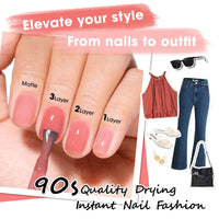 Gellen Nail Polish, Quick Air Dry 6 Colors Nail Lacquer Set Classic Jelly Nude Brown Nail Polish Set for Nail Manicure DIY Art Home, No UV Light Needed, 0.33 Fl.oz