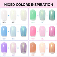 Nailshion Quick Air Dry Nail Polish Set, 16 Colors 10ML Jelly Glitter Shimmer Holographic Nail Polish with Clear Base Top Coat and 35Pcs Remover Pads Summer Regular Nail Lacquer Gift for Women Girls