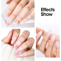 Gellen Gel Polish Chrome Nail Powder Kit - 1Pc 18ml Pale Pink Gel Nail Polish and 1Pc Pearl Nail Chrome Powder, Iridescent Aurora Mirror Effect Pigment for Nail Polish Nail Art