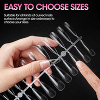 Gellen Long Stiletto Fake Nail Tips for Press on Nails, 504Pcs Soft Gel Tips for Nail Extensions Full Cover Pre-shaped 12 Sizes Clear False Nails for Nail Art
