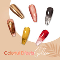 Gellen Gel Polish - 6 Colors Glassy Gel Sheer Red Grey Leaf Yellow Amber Brown Burgundy Gel Polish Set Soak Off UV Cure DIY Nail Art Gifts for Christmas