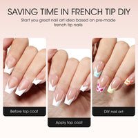 Gellen French Tips Press on Nails - 150 Pcs Brown Medium Coffin, Salon Acrylic Press on Nails Soft Gel Nail Tips, 15 Sizes Fake Nails Full Cover Tips for Nail Art
