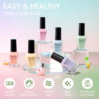 Gellen Nail Polish, Quick Air Dry 6 Colors Nail Lacquer Set Classic Macaron Trendy Nail Polish Kit for Nail Manicure DIY Art Home, No UV Light Needed, 0.33 oz Each Bottle