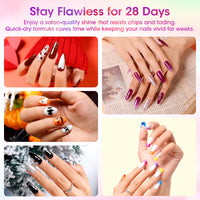 Gellen 71Pcs Gel Nail Polish Kit with 54W UV Light, 32Colors Rainbow Glow All Seasons Hema-Free Gel Polish Set with 5pcs Functional Gel Top Base Coat, Nail Art Salon Manicure for Women