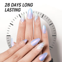 Gellen Pearl Gel Nail Polish, 6 Colors Glitter White Pink Purple Blue Red Light Purple Pearl Shimmer Mermaid Gel Polish Pearlescent Shell Nail Gel Polish Set Swirl Thread Effect Nail Drawing Gel