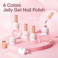 Gellen Jelly Gel Nail Polish Kit, 6 Transparent Nude Pink Colors Set, Soak off UV DIY Manicure Kit for Women