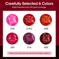 Gellen Nail Polish, Quick Air Dry 6 Colors Nail Lacquer Set Elegant Red Pink Nail Polish Set for Nail Manicure DIY Art Home, No UV Light Needed, 0.33 Fl.oz
