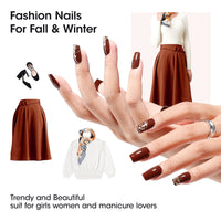 Gellen Nail Polish, Quick Air Dry 6 Colors Nail Lacquer Set Warm Chocolate Brown Nail Polish Set for Nail Manicure DIY Art Home, No UV Light Needed, 0.33 Fl.oz