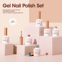 Gellen Glitter Gel Nail Polish Kit, 6 Classics Sparkle Neutral Colors Soak off Manicure Kit, Nail Art Design Salon at Home Gifts for Women Girls