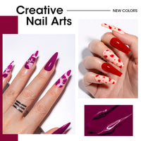 Gellen Gel Nail Polish Kit, Glossy Purple Red Pink Gel Polish, Soak off Gel Nail Kit for DIY Home Gel Manicure Set, 6 Colors Nail Polish Kit for Nail Art