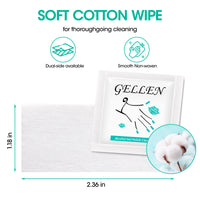 Gellen Nail Cleanser Pads, 200Pcs Individually Wrapped Alcohol Prep Pads Nail Shine Wipes with 76% Isopropyl, Acetone Free Natural Nail Cleaning Alcohol Wipe for Press-On Gel Polish Nail Art Supplies