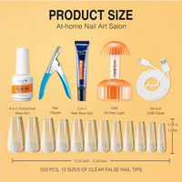 Candy Lover Gel X Nail Kit, 552 Pcs Full Cover Matte Fake Coffin Nail Tips Kit with 4-in-1 Nail Glue Gel and Nail Lamp, Acrylic Gel Nail Extension Kit, Gift for Girls Women