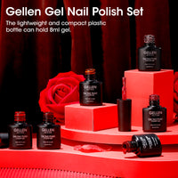 Gellen Red Gel Nail Polish, 6 Colors Red Burgundy Gel Polish Set Glitter Red Soak Off Nail Gel Kit for Valentine Nail Art Home Diy Manicure