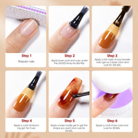 Gellen Gel Polish - 6 Colors Glassy Gel Sheer Red Grey Leaf Yellow Amber Brown Burgundy Gel Polish Set Soak Off UV Cure DIY Nail Art Gifts for Christmas