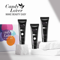 Candy Lover Poly Nail Extension Gel Set, 3 Colors Enhancement Black White Clear Nail Thickening Solution, Poly Extension Gel Builder Manicure Finger Poly Nail Gel Set for Nail Gift