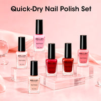 Gellen Quick Dry Nail Polish, 6Colors Nude & Burgundy Romantic Collection Regular Nail Polish Set No UV Light Needed for Finger Toe & Fake Nails Home Salon DIY Nail Art