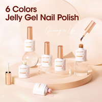 Gellen Jelly Gel Nail Polish Kit, 6 Transparent Brown Red Colors Gel Polish Set, Manicure and Nail Art DIY Gifts for Women
