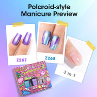 Gellen Nail Polish, Quick Dry 3 Colors Metallic Purple Blue & Base Top Strengthener 3-in-1 Nail Polish Set Xmas Halloween Nail Lacquer Set, Gift for Women Home Nail Art, No UV Light Needed, 0.33 Fl.oz