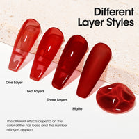 Gellen Jelly Gel Nail Polish, 18ML Sheer Hot Red Gel Polish UV Light Soak off Translucent Nail Polish Salon Manicure DIY Nail Art, Christmas Gifts for Women Girls
