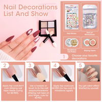 Perfect Summer Gel Nail Polish Kit with UV Lamp, Portable Nail Light Starter Kit with Storage Box 12 Nude Grey Pink Brown Colors, Top Base Coat Manicure Tools Gel Nail Art Kit, All-in-One Set