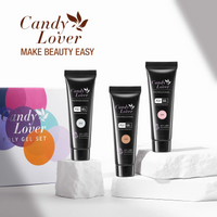 Candy Lover Poly Nail Gel, 3 Glitter Colors Poly Extension Nail Gel Set, Clear White Orange Pink Gel Extension Nail Kit