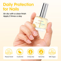 Gellen 15ml Nail Strengthener, Air Dry Clear Finish Nail Growth Strengthener for Thin Weak and Damaged Nails Repair Solution with Protein Keratin Calcium Nourish Nail Care Treatment, Ginger Scented