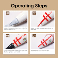 Gellen Gel Liner Nail Polish, 6 Colors Black White Red Nail Art Gel Nail Polish Set, Gel Polish Soak Off UV Cure Gel Built Thin Nail Brush Christmas Gifts for Women
