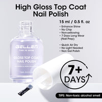 Gellen Base & Top Coat Nail Polish Set, Nude Nail Ridge Filler & High Shine Top Coat Duo, Nail Strengthener for Weak Damaged Nails, Quick Dry Chip Resistant Clear Nail Polish, HEMA Free