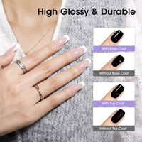 Gellen Hema-Free Gel Base and Top Coat Set, 2Pcs 20ML No Wipe Glossy Gel Top Coat, Clear UV Base Coat Gel Nail Polish, Soak Off Nail Lamp Gel Base Top Coat Nail Art Home Manicure