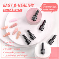 Gellen Jelly Ice Gel Nail Polish, 6 Colors Light Pink Cherry Pink Gel Polish Set Nude Pink Soak Off Nail Gel Kit for Women Nail Art Home Diy Manicure